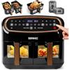 Duronic AF34 BG Friggitrice ad Aria extra grande, Air Fryer 2400W, 2 cestelli da 5L e 1 Cestello da 10L, Senza olio 10in1, Friggitrice ad aria calda con finestra di controllo