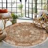 Homxi Tappeti Rotondi 120 cm Bambino, Scendiletto Poliestere, Modello Mandala con Nappe, Tappeto Bambini Cameretta Marrone Arancio