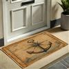 Generic Zerbino con ancora nautica, zerbino vintage con bussola per interni ed esterni, decorazione costiera, in gomma, impermeabile, antiscivolo, assorbe la polvere, facile da pulire, 73 x 43 cm