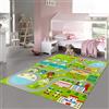 Teppich-Traum Tappeto da gioco per bambini disegno della città strade vie del traffico superficie resistente senza sostanze nocive caldo e facile da pulire Verde 160 x 220 cm