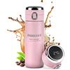 Maverton Termos caffè e Tè in acciaio inox, bicchiere termico 400 ml | incisione personalizzata, indicatore di temperatura led, coperchio ermetico one-touch, donna, manager
