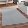 Paco Home Tappeto Salotto Trama Piatta Con Frange Tessuto A Mano Monocolore, Dimensione:160x220 cm, Colore:Grigio
