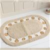 scoseptzy Tappeto da bagno con motivo di conchiglie, morbido, antiscivolo, ricamato, ovale, con retro in gomma, lavabile in lavatrice, tappeto da doccia (40 x 60 cm, oro)
