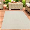 CARPETIA Tappeto da esterno soggiorno patio interno moderno impermeabile balcone giardino rettangolare motivo linea juta look crema, 140 x 200 cm