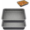 MA MAISON Set 2 Teglie da Forno in Alluminio - Professionali, Antiaderente, Antigraffio, Max 200°, Forno Gas, Elettrico, Lavastoviglie, Cucina - Made in Italy (40x33x7h cm)