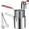CAMEIRGOU Pentolino Friggitrice Con Cestello, Mini Pentola Per Friggere In Acciaio Inox, Pentola Per Friggera Con Cestello E Pinza, Padella Friggitrica Con Cestelli, Pentole Per Friggeres Per Patatine Fritte
