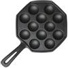 Jayruit Padella in ghisa per Takoyaki con piastra grill - Pentole pre-stagionate resistenti al calore per uso domestico, per preparare takoyaki, uova di quaglia e gamberetti - Teglia da 12 tazze