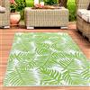 CARPETIA Tappeto per esterni in plastica resistente alle intemperie per giardini, balconi e campeggi design palma tropicale verde-bianco 120 x 170 cm