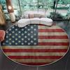 Generico Tappeto Rotondo 60 cm, Pelo Corto Multicolore Tappeto Rotondo, Antiscivolo e Lavabile Vintage Usurato Patriottico Bandiera Americana Tappeti per Soggiorno, Camera da Letto, Salotto e Ingresso