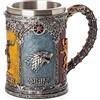 Syfunlv Boccale di birra, boccale di birra in acciaio inossidabile, boccale di birra da caffè 3D da 600 ml, lungo 15 cm, bicchieri a forma di secchio con manico, per bevande calde, caffè, birra, bevande .
