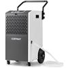 COSTWAY Deumidificatore Casa, Deumidificatore Elettrico con Tubo di Scarico e Timer, Portatile con Ruote per Cantina, Magazzino, Fabbrica e Grandi Spazi fino a 695 m³ (Bianco)