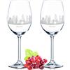 GRAVURZEILE Leonardo - Bicchieri da vino con incisione, regalo Londra in set da 2 pezzi, regalo di vino, souvenir e pensierino, regalo di compleanno per lui e per lei