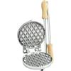 CBE ELETTRODOMESTICI mod. 1510200 Stampo per Ferratelle in Alluminio con Manico in Legno, Piastra per Waffle Tradizionali a Nido d'Ape per Cottura su Gas