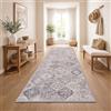 Paco Home Tappeto Corridoio Vintage Pelo Corto Stile Boho Lavabile Antiscivolo Facile Da Pulire Design Retro Moderno, Colore:Gray 1, Dimensione:80x300 cm