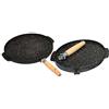 FOFO' Bistecchiera Antiaderente Pietra Padella a Doppia Faccia, Lati Grill e Liscio, Padella Manico Removibile in Legno Ø 32 cm. con spugna antierende inclusa