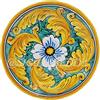 sicilia bedda - PIATTO IN CERAMICA SICILIANA con Decorazioni Maioliche - Articolo di Classe Dipinto a Mano (Fiore su Maioliche Gialle, Diametro 15 CM)