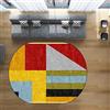 Rug-QJDDUP Tappeti Ovale, Giallo And Verde Geometric Design,Multicolor Red, Oval 100 x 160 cm, Tappeto Salotto, cameretta, Soggiorno, a pelo corto, facile da pulire con aspirapolvere,