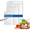 HWJPDMBD 3 Pezzi Tagliere Acciaio Inox, S304 Tagliere In Acciaio Inossidabile, Tagli-ere di Qualità Alimentare Doppio lato, Tagl-iere In Titanio, Tagl-iere Cucina per Uso per Carne, Frutta, Verdura