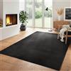 Carpettex Moderno tappeto a pelo corto morbido, unicolore, con retro lavabile, Colore: Nero, Taglia: 80 x 150 cm