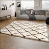 Paco Home Tappeto A Pelo Lungo Salotto Shaggy Pelo Lungo Motivo Diamante Scandinavo, Dimensione:60x90 cm, Colore:Crema 2