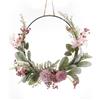 URPIZY Corona di fiori artificiali, 41 cm, con dente di leone, crisantemo, dalia e orchidea, per matrimoni, feste, fiori di seta, anello in metallo durevole, facile da appendere alla porta, alla finestra