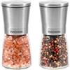 Vucchini Macina Sale e Pepe 2 Set con Anima in Ceramica Cannella,Ruvidezza Regolabile,Argento,Macina Spezie