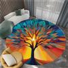 Generico Colore Tappeto Rotondo Antiscivolo lavabile 80 cm Albero Della Vita Astratto Geometrico Raggi Sole Tappeti Rotondo, Pelo Corto Tappeto - Per soggiorno camera da letto sala da pranzo Domestica Tappeti