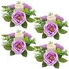 MINGZHE 4 Pezzi Anelli per Candele con Fiori Nuziali, Ghirlande Floreali Artificiali con Foglie Verdi, Anelli per Candele con Fiori Portacandele Ghirlanda per Centrotavola Pilastro Decorazioni per la(Viola)