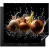 KitchenYeah© Coperchio Piano Cottura 60x52 cm Cucina Copri Fornelli Tappetino Induzione Antiscivolo Piastra Protezione Cipolla - Verdura - Marrone - Acqua - Nero