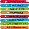 Haberdashery Online 50 adesivi con nome personalizzati per materiale scolastico. Mini etichette adesive colorate. Vinile adesivo di identificazione impermeabile per penne e matite. Dimensioni 4,6 x 0,6 cm