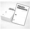 Mr Pubblicità Cartellini Segnaprezzi, 100 Pezzi, 8,5x5,5 cm o 10x15 cm, Cartoncino Lucido 350 g, prezzi Saldi sconti (PREZZO RIBASSATO, 8,5X5,5 CM)