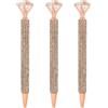 LA HUATE 3 penne a sfera con cristalli e diamanti finti in metallo, penne a sfera con inchiostro nero 0,7 mm, ricariche clic, penne per affari, matrimoni, scuola, forniture per ufficio (Y-Oro Rosa (3