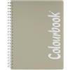 Colourbook Quaderno A4 Con Spirale, 150 Fogli, Carta 100 G M², 4 Fori Con Microperforazione, 2 Divisori In PP, Righe Medie E Superiori, Grigio Chiaro