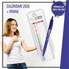 Generico kit Calendari 2026 + penne personalizzati con stampa logo gadget pubblicitari stampa a colori col il vostro logo penna calendario Olandese Silhouette Multicolor pubblicità (100)