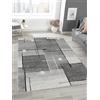 Mias Teppiche Mia's Teppiche Mosaix - Tappeto moderno a pelo corto, per soggiorno e camera da letto, con contorni, motivo geometrico, a quadretti, 160 x 220 cm, colore: grigio