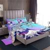 Loussiesd Set di lenzuola giapponesi Ukiyoe con fiori di ciliegio e onde, per bambini, ragazzi e ragazze, colore blu montagna Fuji, 3 pezzi, per letto singolo