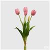 EDG Enzo de Gasperi Tulipano gommoso Fiore Artificiale per Decorazione da Esterno, Bouquet 5 Tulipani Finti Rosa H40 cm
