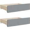 vidaXL Cassetti da Letto 2pz Grigio Chiaro Legno Multistrato e Tessuto