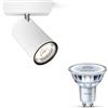 Philips Kosipo Lampada faretti da soffitto (Bianco) - Luce bianca calda - Applique da parete/soffitto 1 punto luce - GU10 - Non dimmerabile