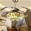 UOUM Tiffany Ventilatore da soffitto con luce, Lampadario a LED in metallo da 42 pollici con telecomando