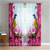 Odot Tende Soggiorno Semi Trasparenti, Stile Floreale Stampa 3D Tenda Voile con Tasca per Asta 2 Pannelli Filtranti Finestra Moderna per Camera da Letto Cucina (Uccello giallo,140x244cm)