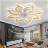 Caufloce LED Ventilatore da Soffitto con Luce Grande Camera da Letto Dimmerabile Plafoniera Ventilatore Reversibile Compatibile con Alexa Silenzioso Lampadario Ventilatore Fiore Smart 6 velocità-Noir||Alexa