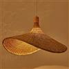 FUMIMID Lampada A Sospensione Bambù Paralume in Vimini Intrecciata Rattan Stile Naturale Creativo Lampadario A Forma Di Cappello E27 Lampadas Per Camera Da Letto Sala Da Pranzo Soggiorno Cucina,60cm
