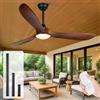 OUENGK Ventilatore a Soffitto con Luce 132 cm in Legno, 3 Noce Pale, Telecomando per Ventilazione e Illuminazione, Motore CC Silenzioso, Reversibile a 6 Velocità Per Interno/Esterno Camera da Letto Gazebo