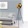 lux.pro Lampada da Terra a Treppiede in Metallo Alta 158 cm con Paralume Girevole Ø 40 cm Piantana Tripode Illuminazione Faro per Soggiorno Salotto Studio - Nero