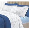 PELLECCHIA 1969 | Set Completo Letto 100% Cotone Percalle Italiano - Morbido Delicato Made in Italy Lenzuolo sopra + sotto con Angoli + Federe (Goccia Azzurro, Matrimoniale)