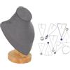 Cyrank Organizzatore di modelli di piccoli gioielli, espositore per collana di flanella 3D con base in legno ciondolo catena modello di busto supporto per boutique layout espositivo per collane (grigio)