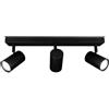 Ledvion Faretto LED Soffitto Nero 3 luci Rettangolare GU10 3W bianco freddo | Lampadina inclusa per corridoio soggiorno cucina camera e ambienti interni asciutti
