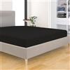 BANZAII TEXTILE INNOVATOR ONLINE Banzaii Lenzuolo sotto con Angoli Invernale Felpato in Flanella Anti-Pilling 100% Cotone Tinta Unita Due piazze Matrimoniale 160/170 x 200 cm Nero