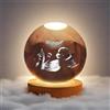Qijundian Sfera di cristallo 3D con foto a ultrasuoni B, sfera di cristallo incisa in 3D con luce a LED, luce notturna personalizzata con foto, regalo personalizzato con nome e data (8 cm, luce a